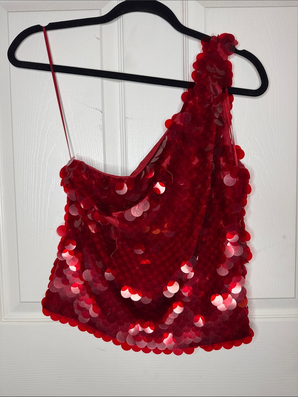 JS Boutique Red Sequin Asymmetric Top